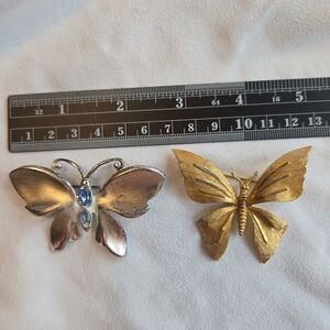 Gold and Silver Butterfly Brooch Set